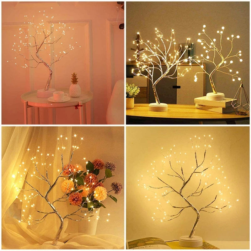 LED Night Light Mini Christmas Tree Copper Wire Garland Lamp