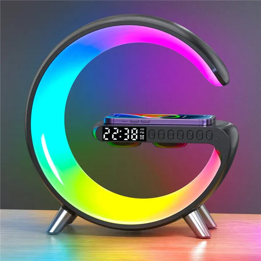 Wireless Charger Pad Stand Speaker TF Card RGB Night Light Lamp