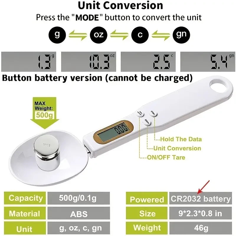 Mini Spoon Scale Digital Kitchen Scale Electronic LCD Food Scale Spoon