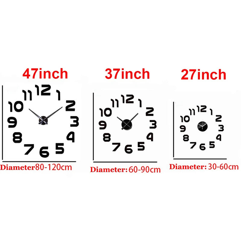 Modern Design Large Wall Clock 3D DIY Quartz Clocks Fashion Watches