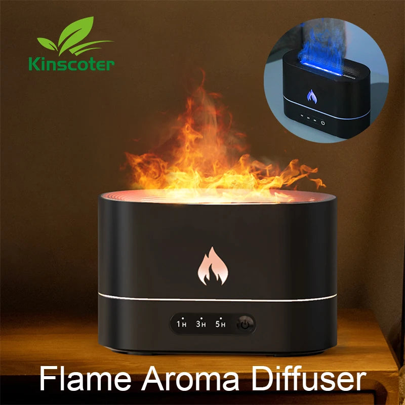 Flame Humidifier USB Smart Timing LED Electric Aroma Diffuser Simulation