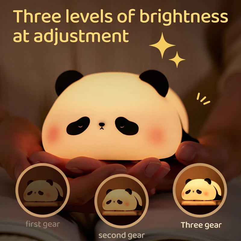 Panda LED Night Light Cute Silicone Night Light USB Rechargeable Touch