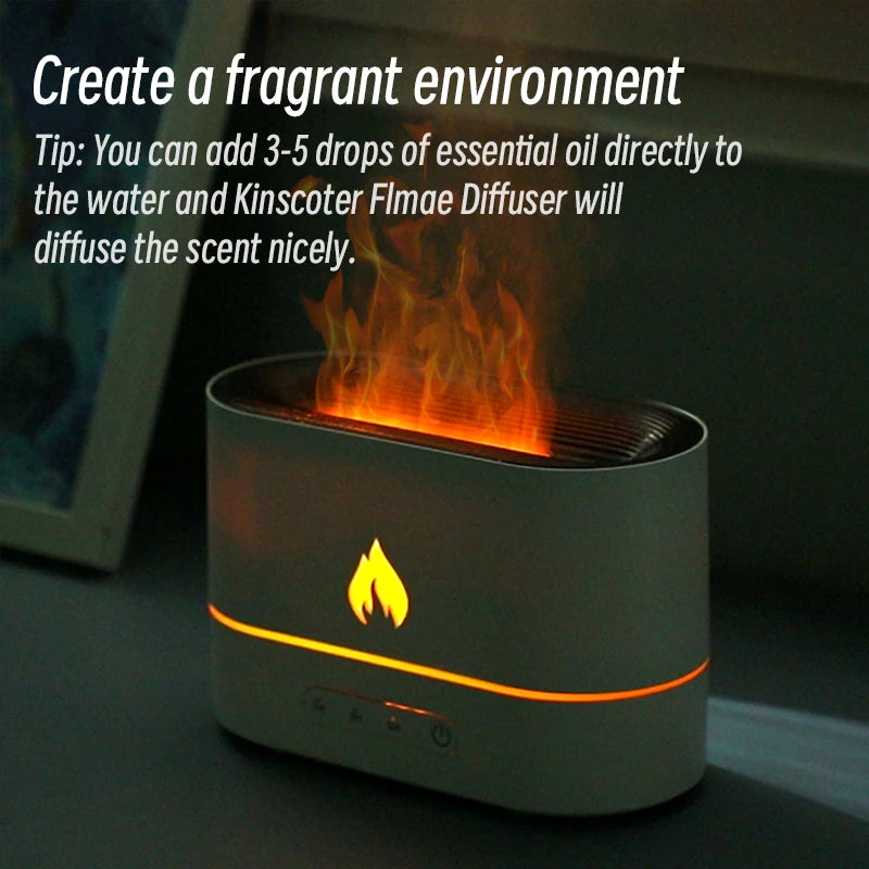 Flame Humidifier USB Smart Timing LED Electric Aroma Diffuser Simulation