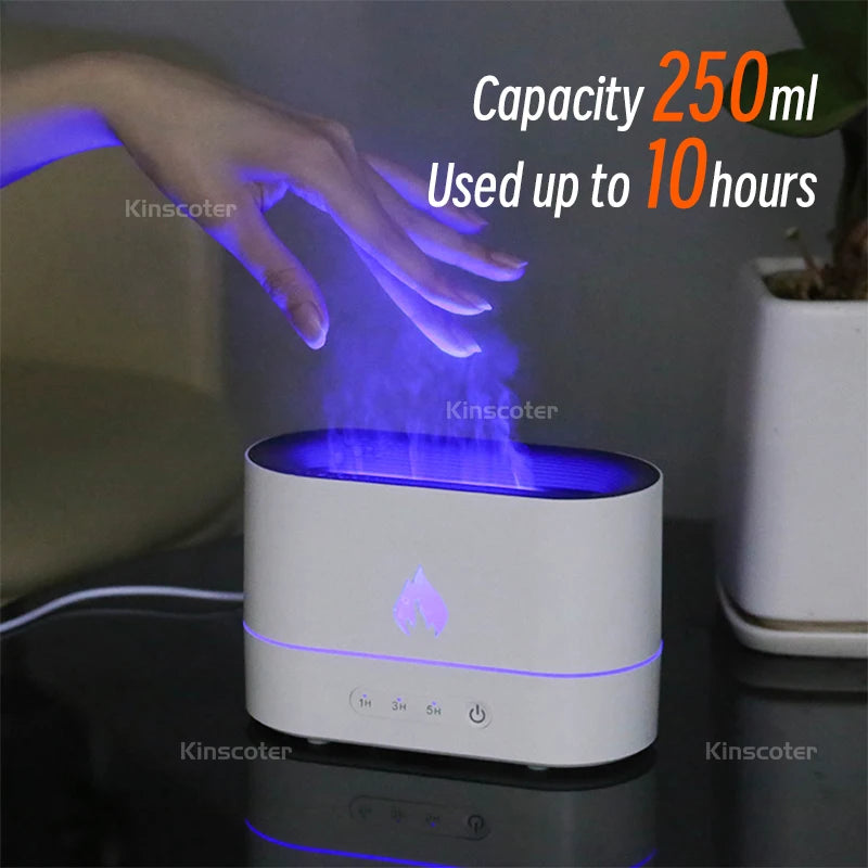 Flame Humidifier USB Smart Timing LED Electric Aroma Diffuser Simulation