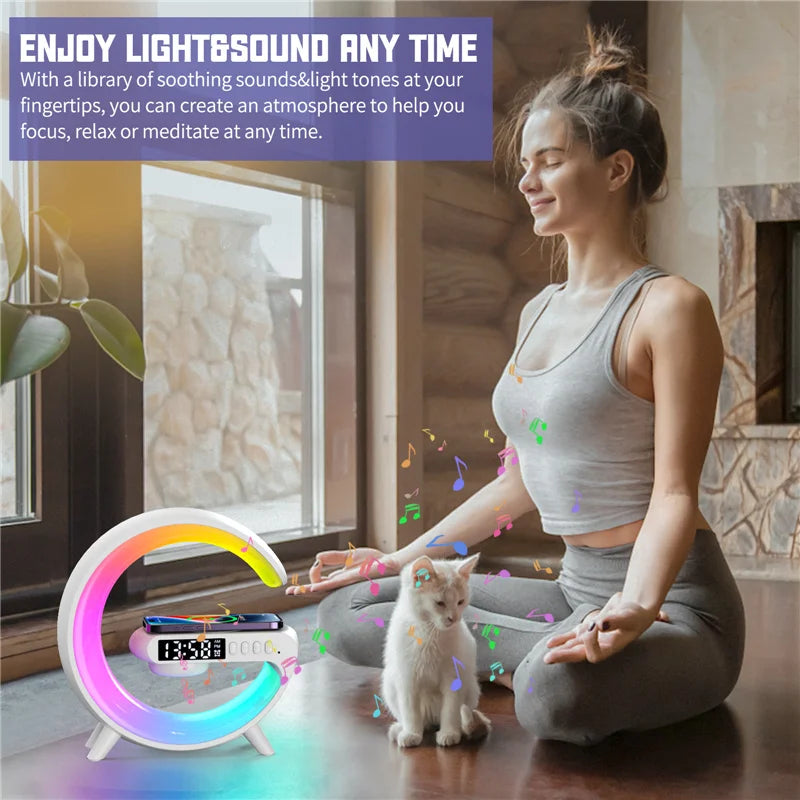 Wireless Charger Pad Stand Speaker TF Card RGB Night Light Lamp