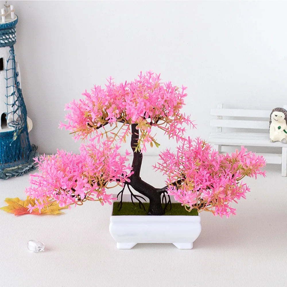 Artificial Plastic Plants Bonsai Small Tree Pot Fake Plant Potted Flower