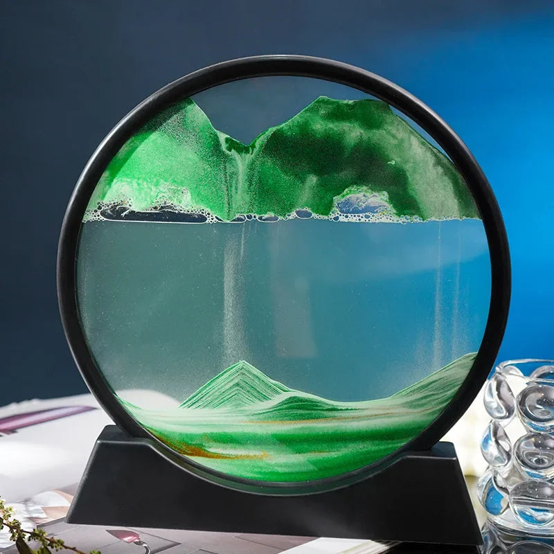 Moving Sand Art Picture Round Glass Deep Sea Sandscape Hourglass