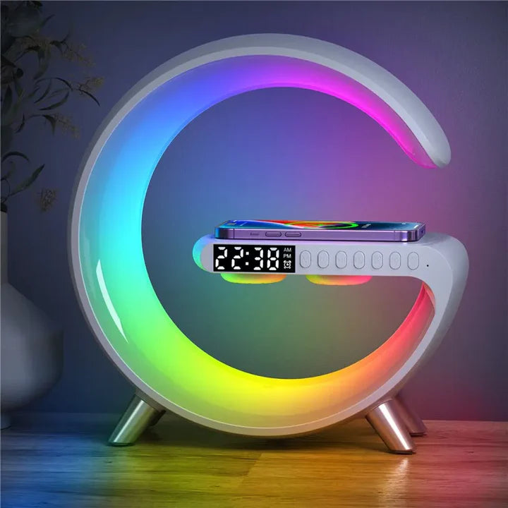 Wireless Charger Pad Stand Speaker TF Card RGB Night Light Lamp