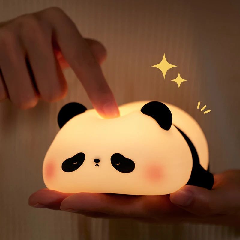 Panda LED Night Light Cute Silicone Night Light USB Rechargeable Touch